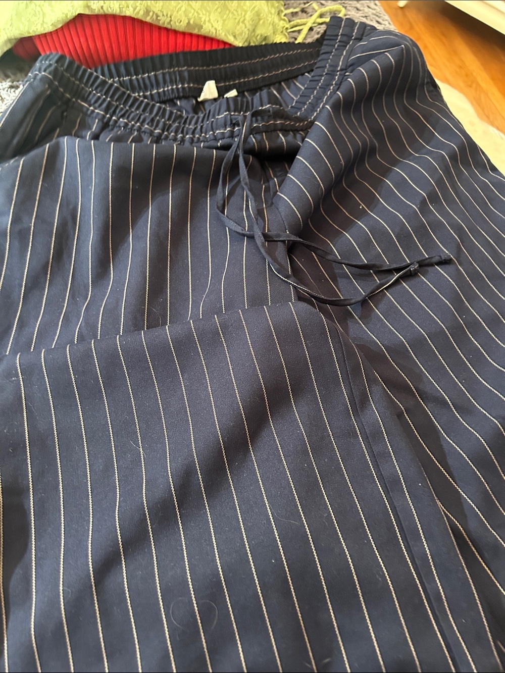 GAP Navy Pinstripe Drawstring Pants women’s